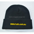 Рекламные черные вязаные шапки с логотипом